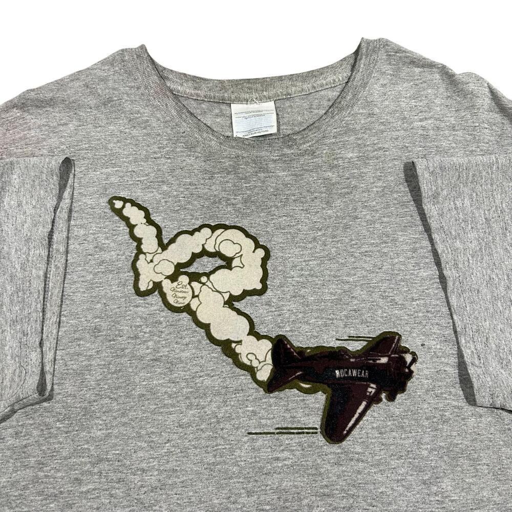 Vintage Y2K Rocawear T-Shirt Men’s XL Plane Felt Patch Hip Hop Gray Tee